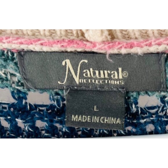 Natural Reflections Women's size Large Sweater Duster Cardigan Colorful Stripes - Picture 2 of 5